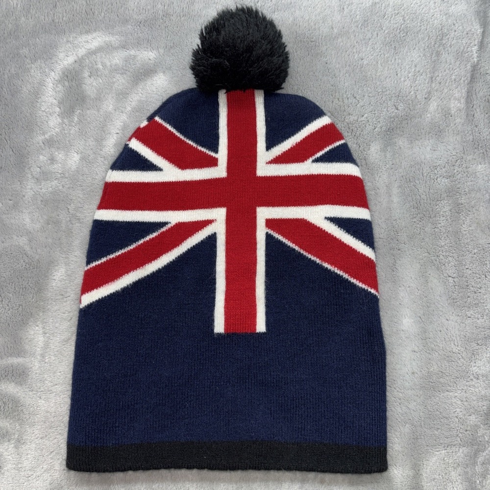 Union Jack Winter Hat Pom Beanie Knit Winter British Flag Mens UK
